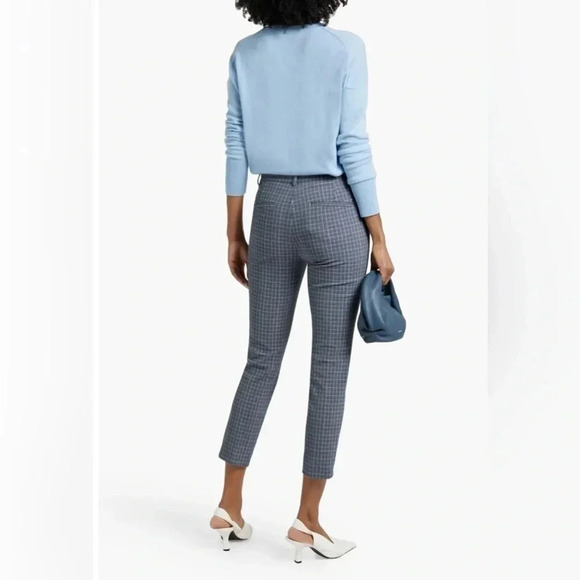 Theory Cropped Check Ponte High Rise Stretch Skinny Pant Gray/Blue Womens 4 NWOT - Picture 13 of 13
